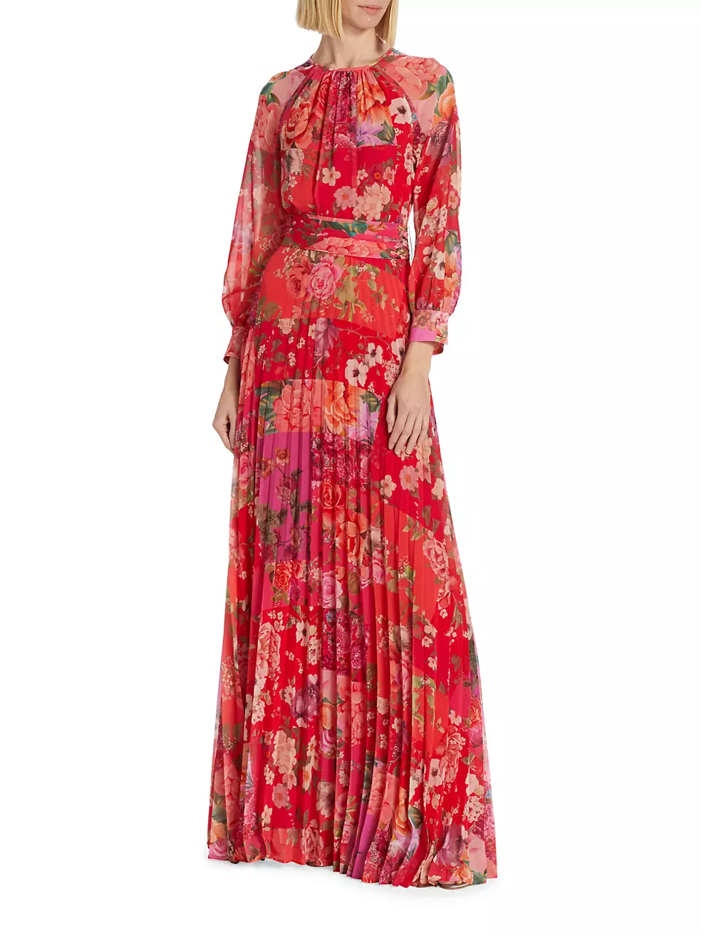 Shop Teri Jon by Rickie Freeman Long-Sleeve Floral Gown | Saks Fifth Avenue