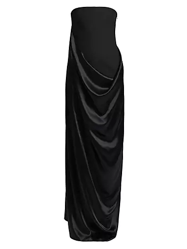 Strapless Draped Hi-Lo Gown