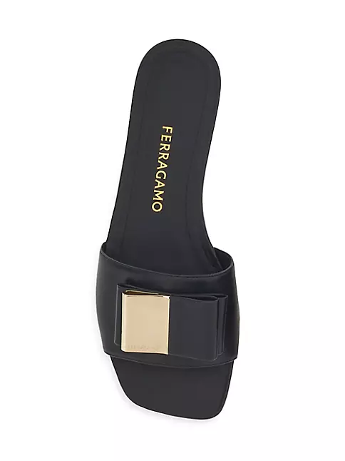 Shop FERRAGAMO Lyana Leather Slide Sandals | Saks Fifth Avenue