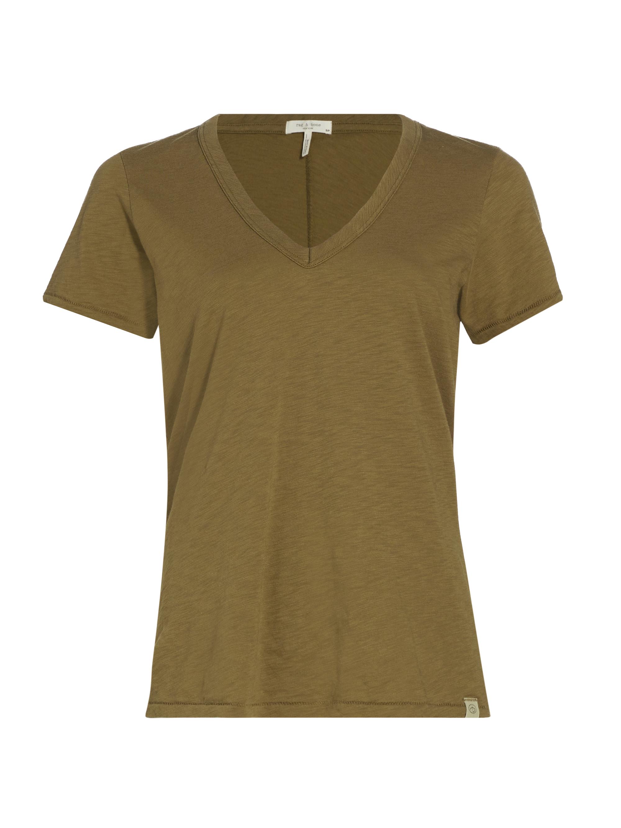 Scotch & Soda T-Shirt Donna Scollo A V – Modello Slub, Vestibilità Regolare, Logo Cucito