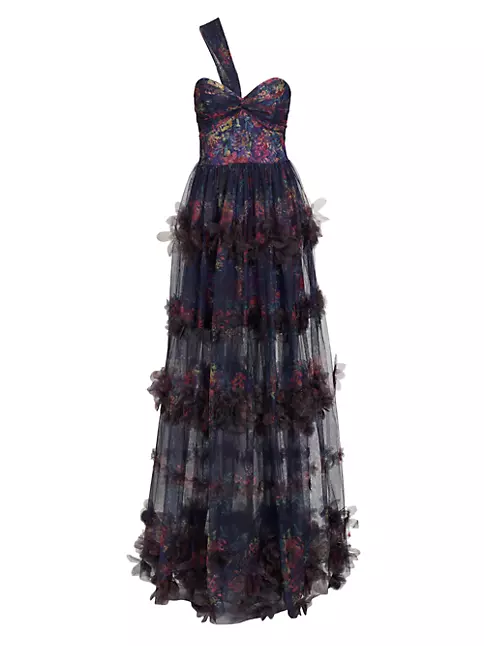 Shop Marchesa Notte One-Shoulder Tulle Gown | Saks Fifth Avenue