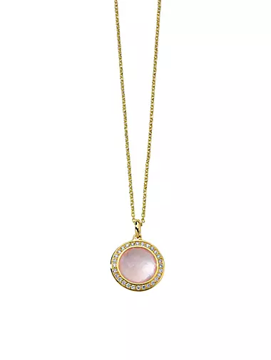 Lollipop 18K Yellow Gold, Rose Quartz & 0.14 TCW Diamond Pendant Necklace