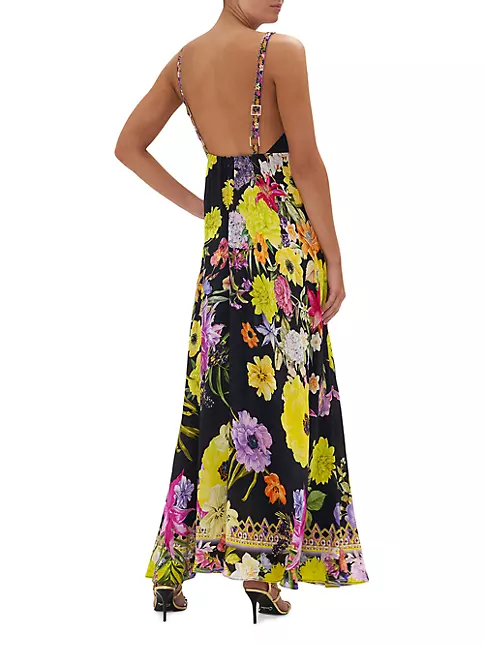 Shop Camilla V-Neck Floral Silk Maxi Dress | Saks Fifth Avenue