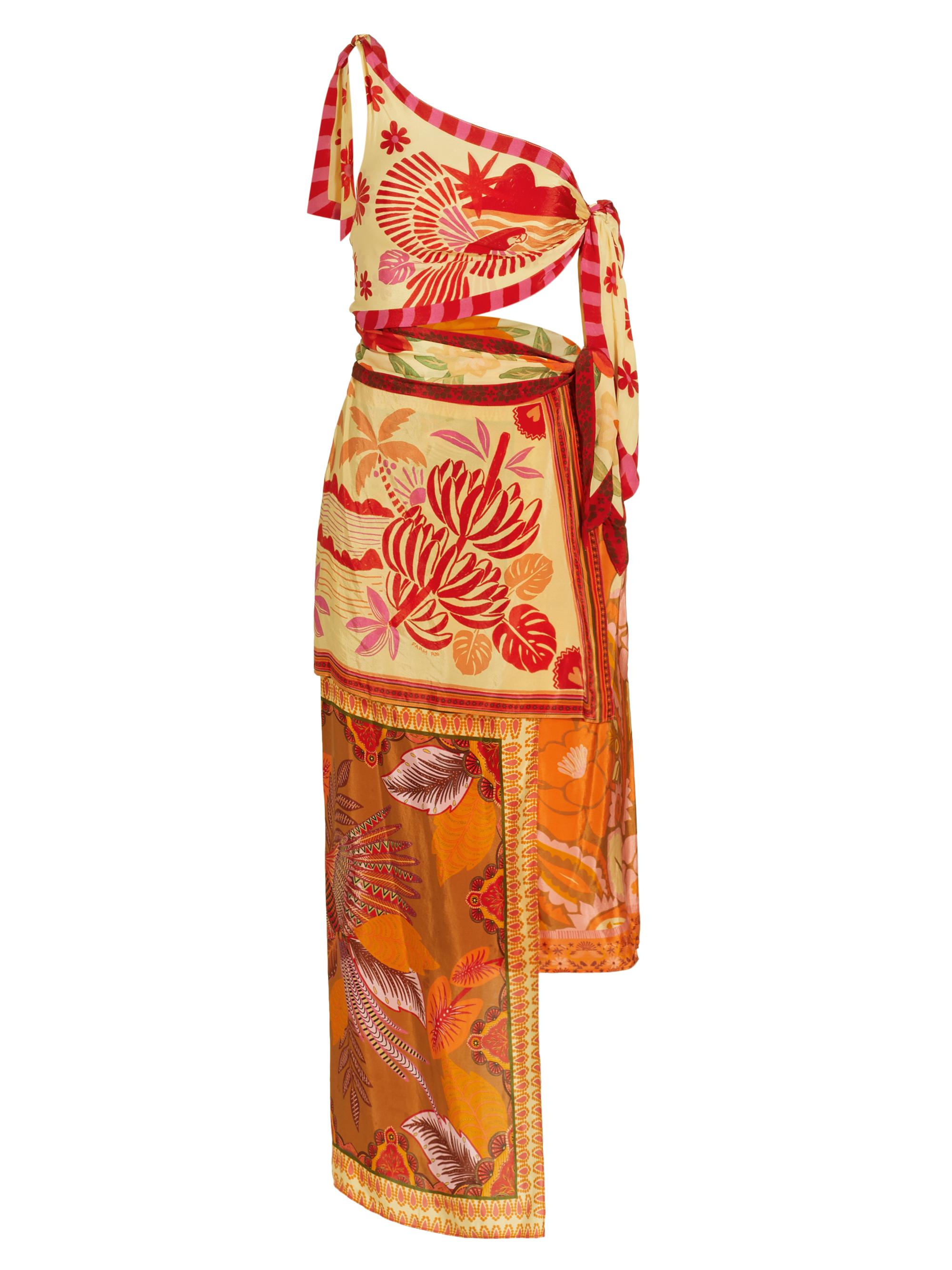 Shop Farm Rio Forest Mixed Scarves CutOut MidiDress Saks Fifth Avenue