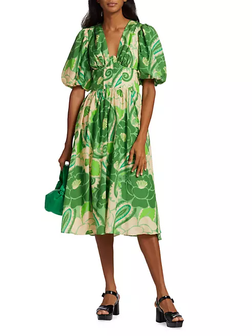 Shop Farm Rio Tropical Groove Bustier Floral Midi-Dress | Saks Fifth Avenue