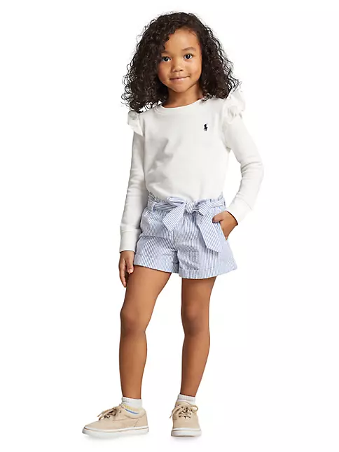 Shop Polo Ralph Lauren Little Girl's Ruffle-Trim Crewneck Sweatshirt ...