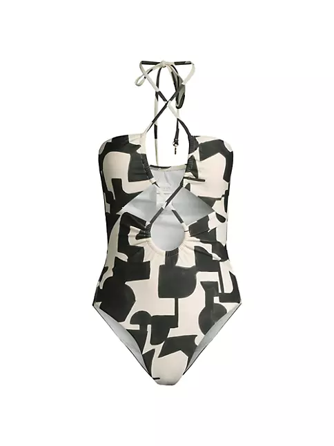 Shop Milly Printed Lace-Up One-Piece Swimsuit | Saks Fifth Avenue
