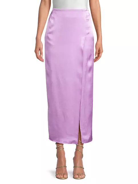 Shop Line & Dot Adelyn Satin Midi-Skirt | Saks Fifth Avenue