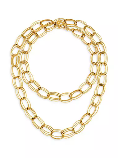 Chameleon 20K Yellow Gold & 0.19 TCW Diamond Oval-Link Chain Necklace