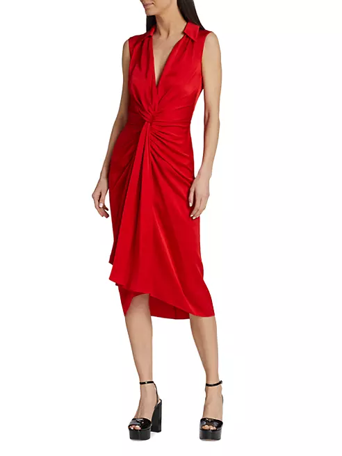 Shop Michael Kors Collection Draped Charmeuse Midi-Dress | Saks Fifth ...