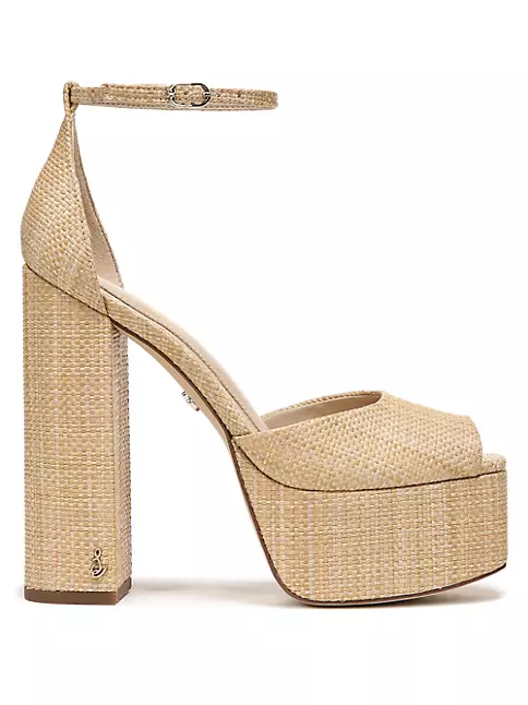 Shop Sam Edelman Kori 110MM Raffia Platform Sandals | Saks Fifth Avenue