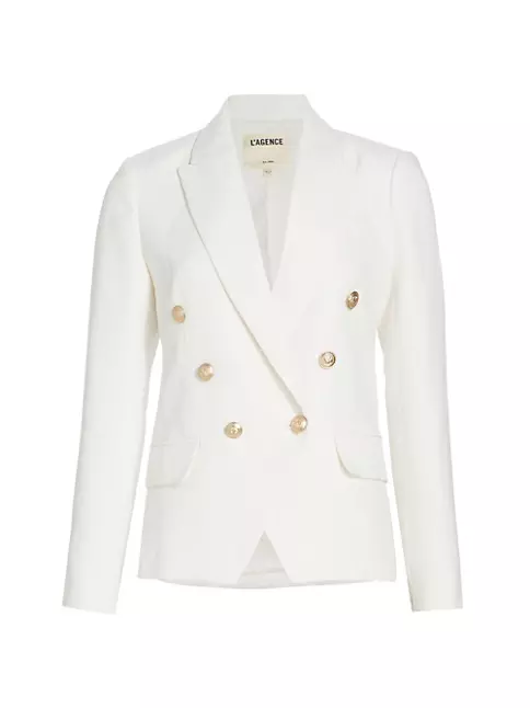 Shop L'AGENCE Kenzie Cotton-Blend Double-Breasted Blazer | Saks Fifth ...