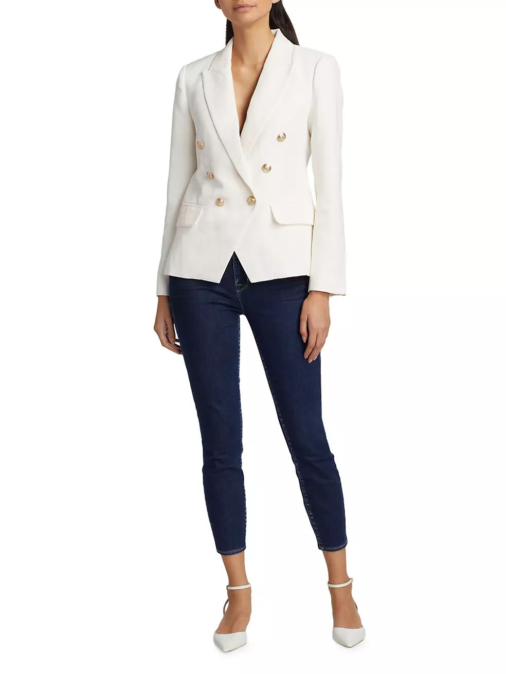 Shop L'AGENCE Kenzie Cotton-Blend Double-Breasted Blazer | Saks Fifth ...