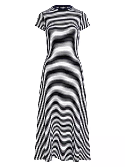 Shop Polo Ralph Lauren Striped Ribbed Cotton-Blend Dress | Saks Fifth ...