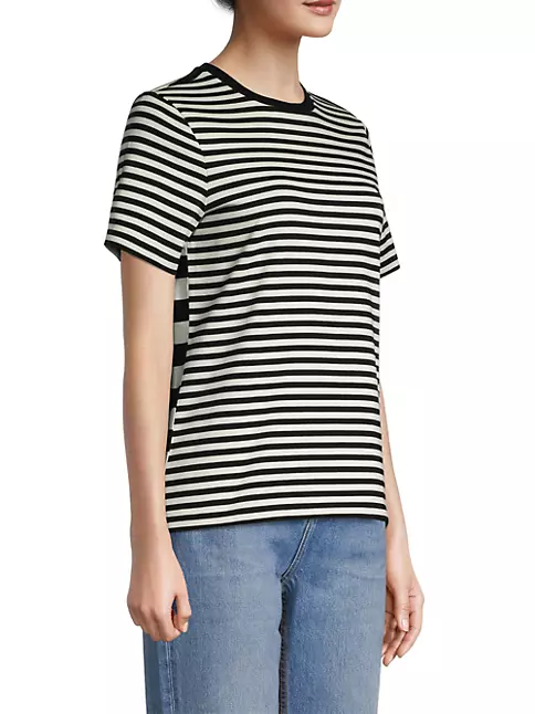 Shop Tory Burch Striped Embroidered-Logo T-Shirt | Saks Fifth Avenue