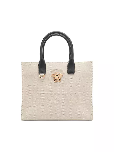 Shop Versace Small Canvas & Leather Tote Bag | Saks Fifth Avenue