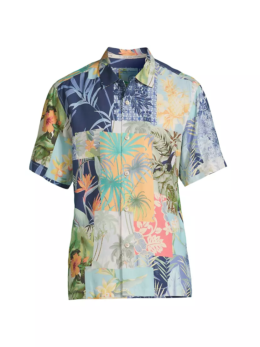 Shop Tommy Bahama Patchwork In Paradise Silk Button-Front Shirt