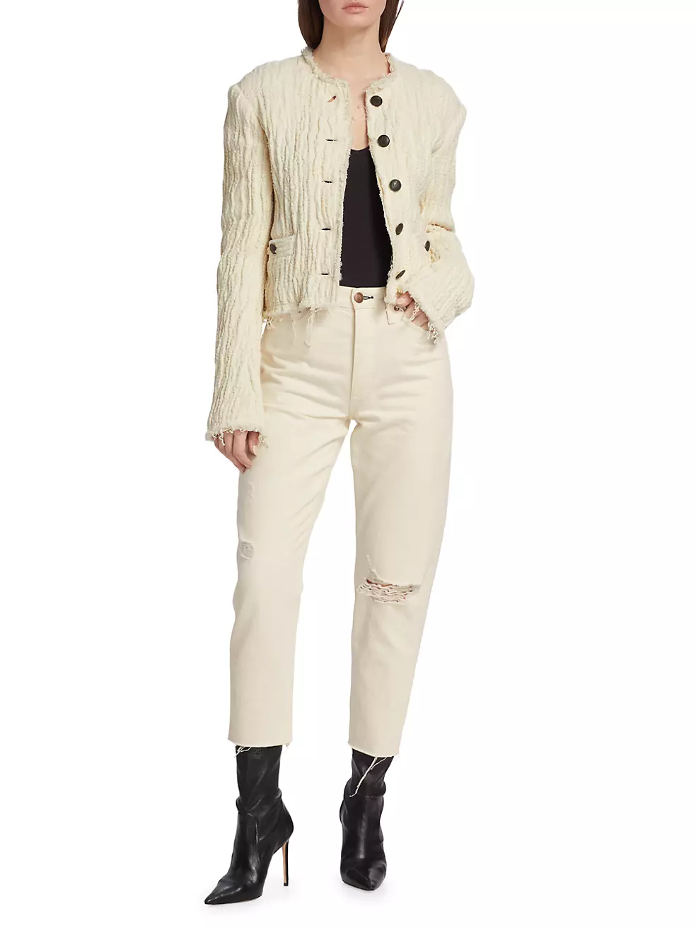 Shop rag & bone Annalise French Tweed Cropped Blazer | Saks Fifth Avenue