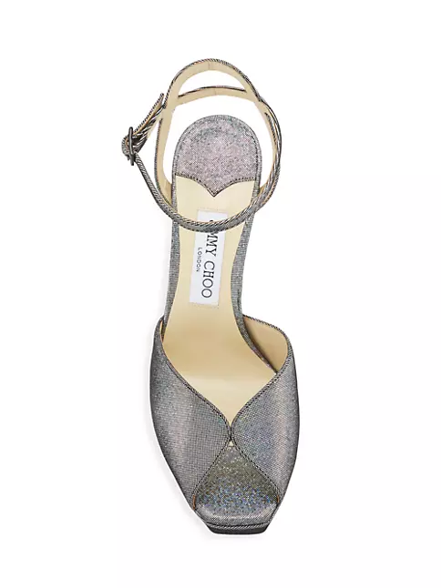 Shop Jimmy Choo Sacaria 120MM Metallic Suede Platform Sandals | Saks ...