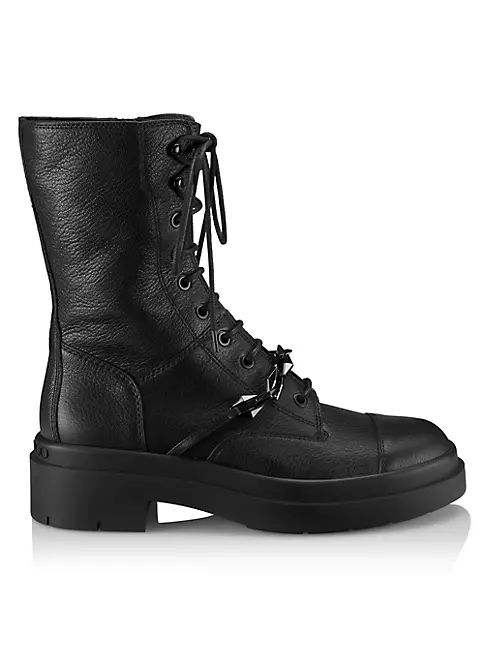 Shop Jimmy Choo Nari Grainy Leather Lace-Up Boots | Saks Fifth Avenue