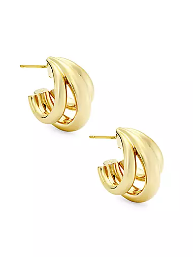 Lilly 10K-Gold-Plated Triple-Hoop Huggie Earrings