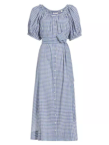 Juno Belted Gingham Maxi Dress