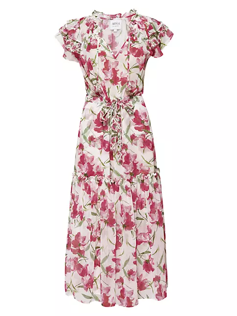 Shop MISA Los Angeles Nika Floral-Printed Midi-Dress | Saks Fifth Avenue