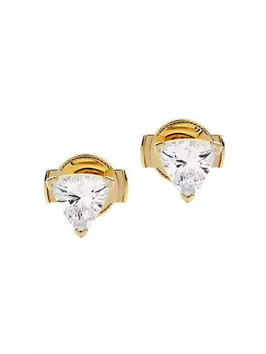 Ethereal 14K Yellow Gold & 1 TCW Trillion-Cut Lab-Grown Diamond Stud Earrings