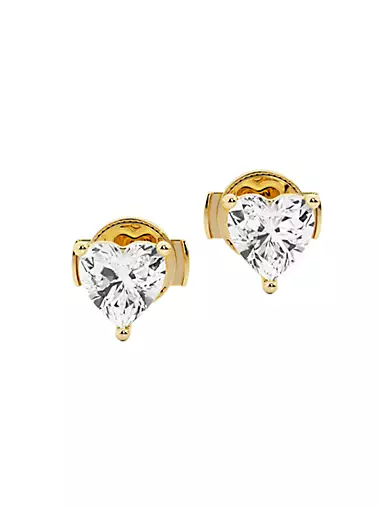 Ethereal 14K Yellow Gold & 1 TCW Lab-Grown Diamond Heart Stud Earrings