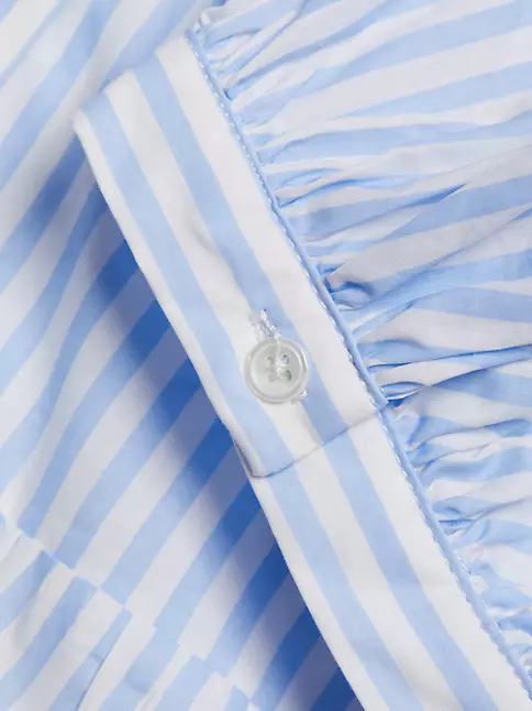 Shop English Factory Striped Cotton Puff-Sleeve Midi-Dress | Saks Fifth ...