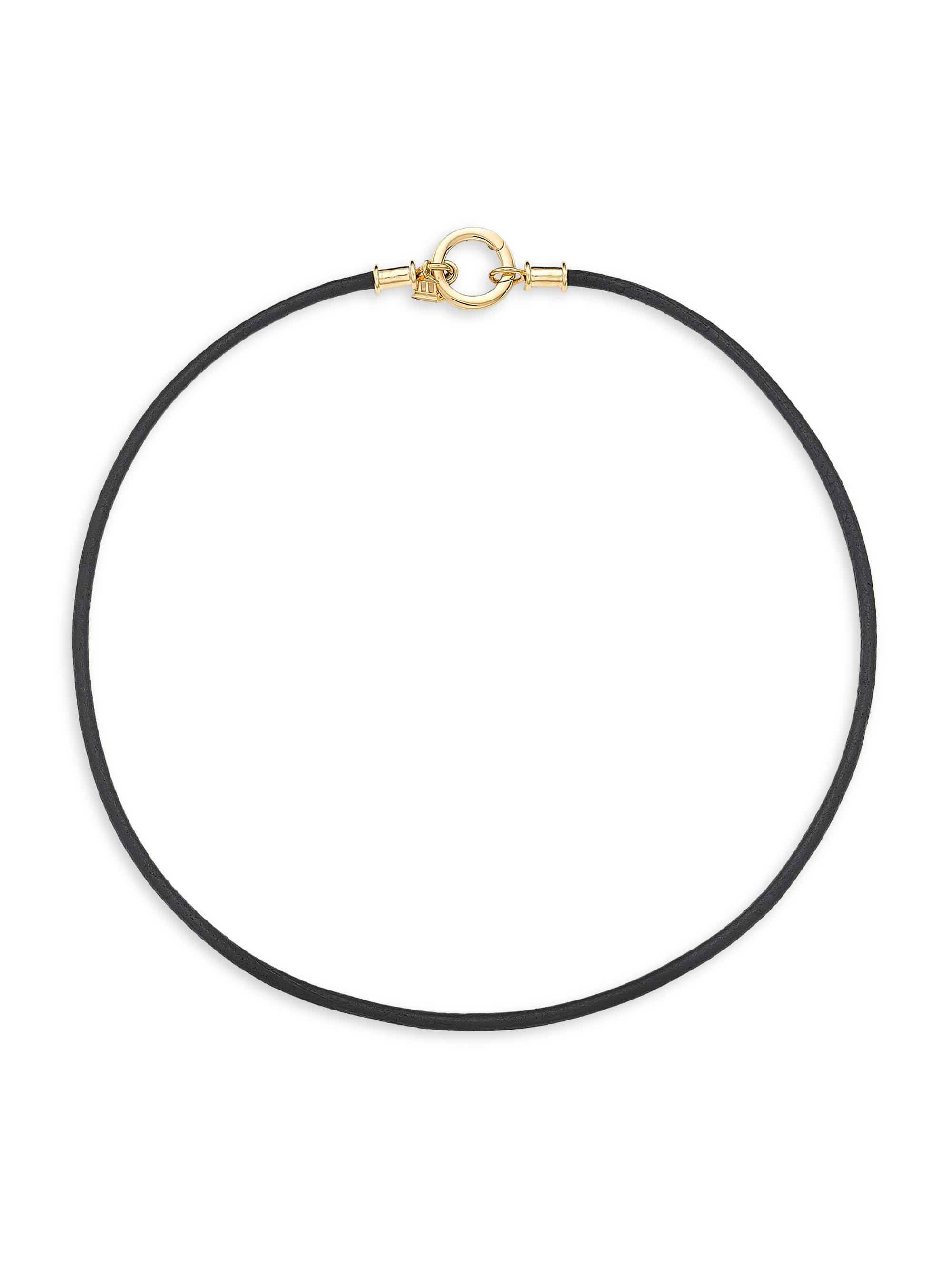 18K Yellow Gold & Leather Cord Necklace