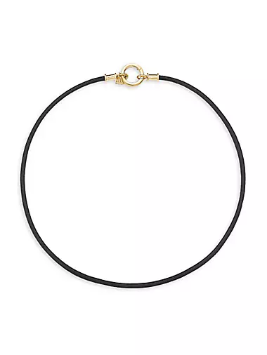 18K Yellow Gold & Leather Cord Necklace