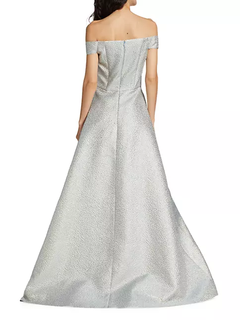 Shop Teri Jon by Rickie Freeman Metallic Bow A-Line Gown | Saks Fifth ...
