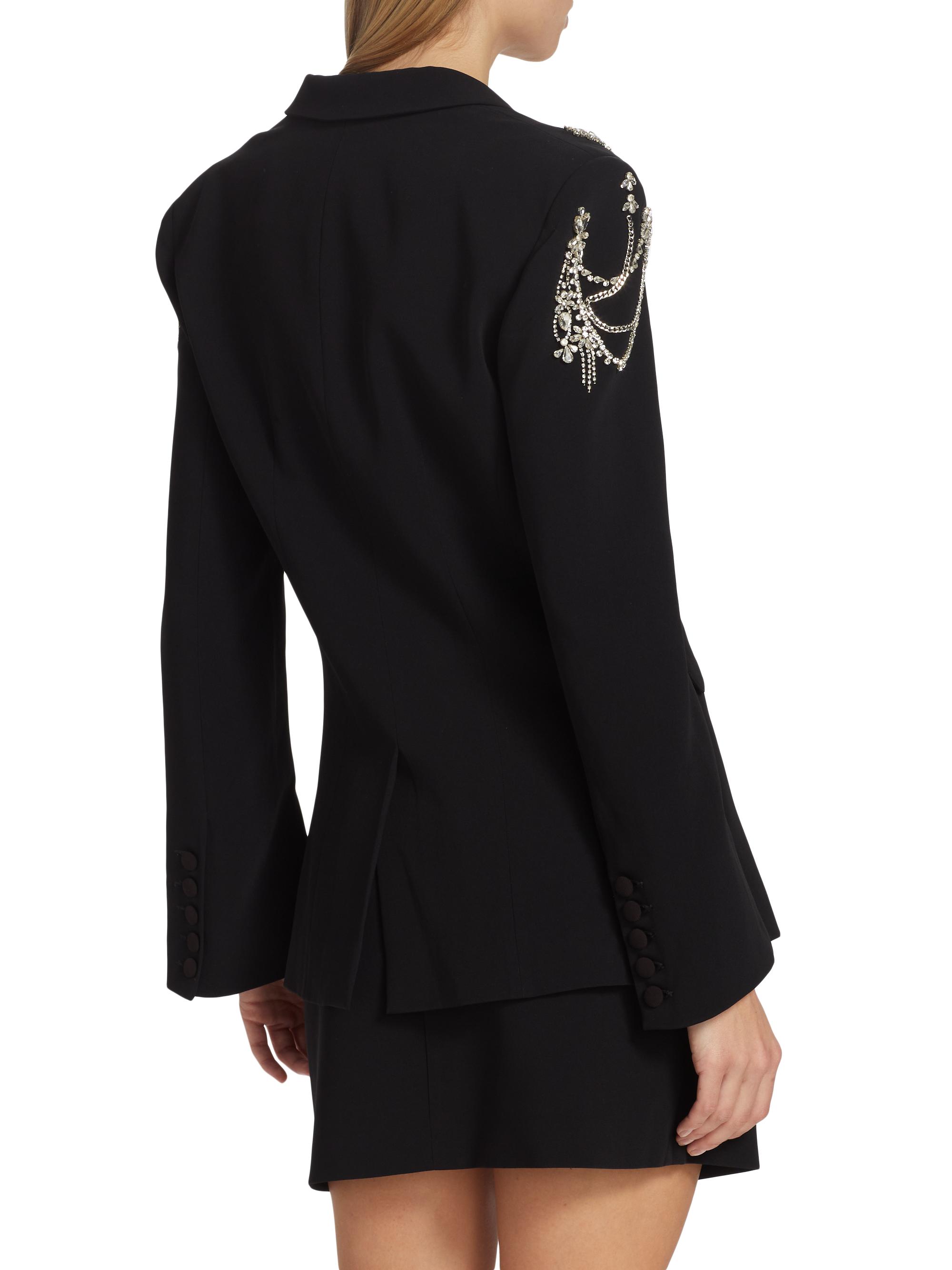 Back V-cut blazer with rhinestone chain detail