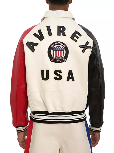 Shop Avirex Colorblocked Icon Leather Jacket | Saks Fifth Avenue