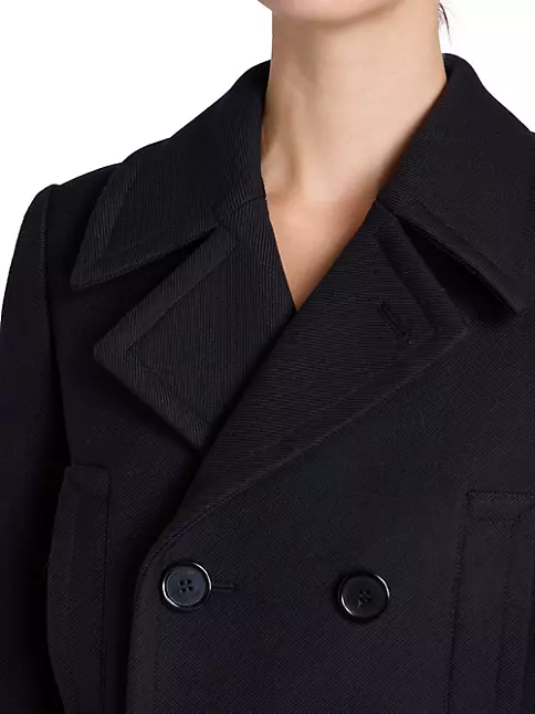 Shop Saint Laurent Double-Breasted Peacoat in Wool | Saks Fifth Avenue