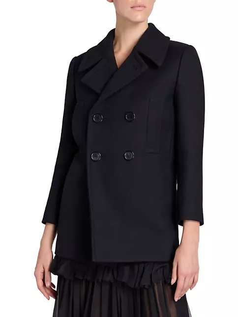 Shop Saint Laurent Double-Breasted Peacoat in Wool | Saks Fifth Avenue