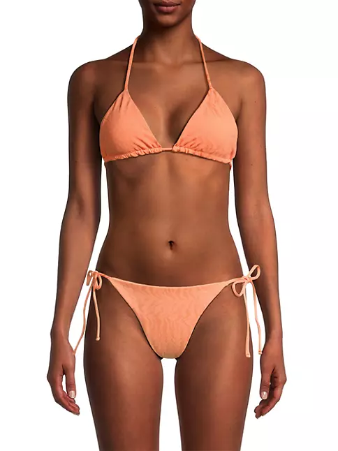 Milly Women's Ojal Tiger Jacquard Triangle Bikini Top Melon