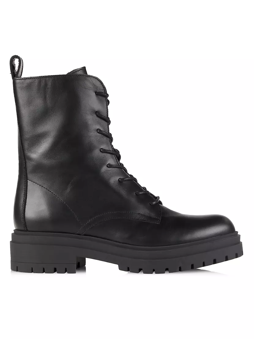 Shop Saks Fifth Avenue COLLECTION 40MM Leather Lace-Up Combat Boots ...