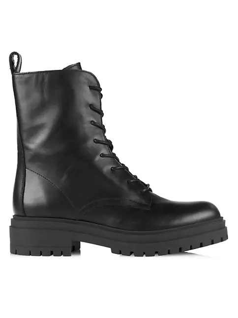Shop Saks Fifth Avenue COLLECTION 40MM Leather Lace-Up Combat Boots ...
