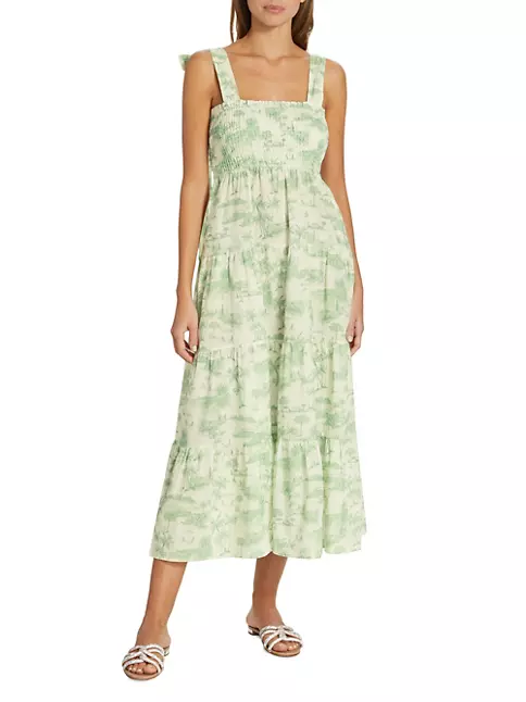 Shop Kivari Chloe Printed Tiered Midi-Dress | Saks Fifth Avenue