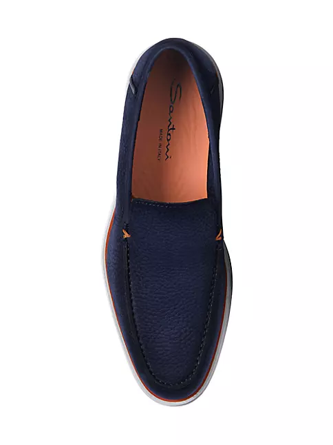 Shop Santoni Leather Slip-On Loafers | Saks Fifth Avenue