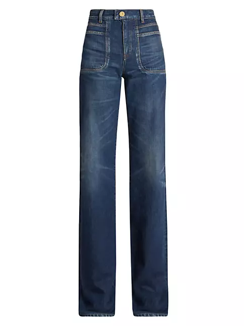 Shop Balmain Seamed High-Rise Flared Jeans | Saks Fifth Avenue