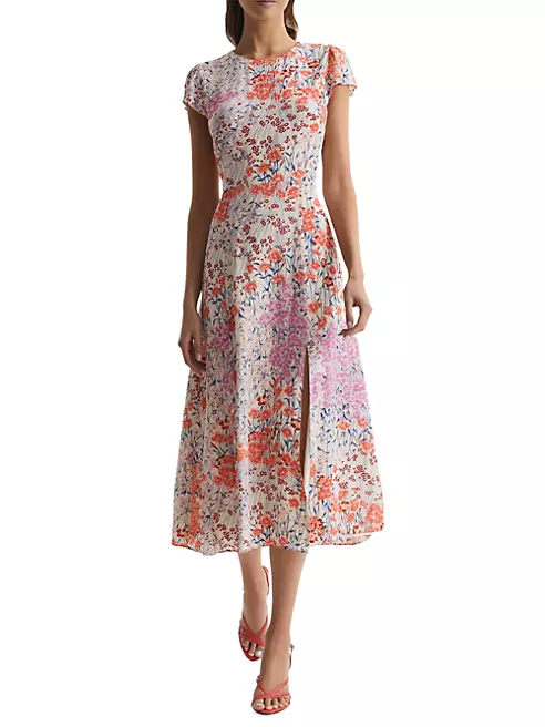 Shop Reiss Luna Floral Midi-Dress | Saks Fifth Avenue