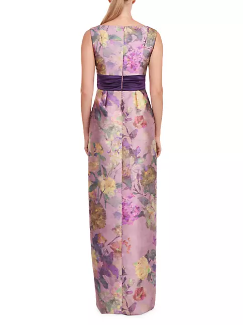 Shop Kay Unger Cosette Mikado Floral Column Gown | Saks Fifth Avenue