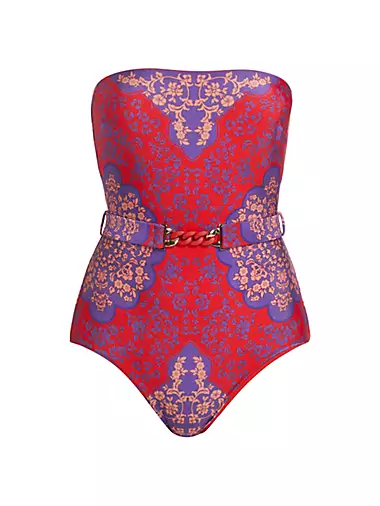 Zaie Belted Floral One-Piece Swimsuit