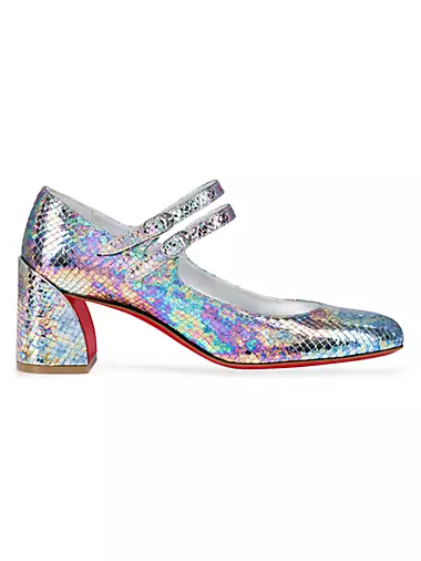 Miss Jane 55MM Embossed Iridescent Leather Pumps