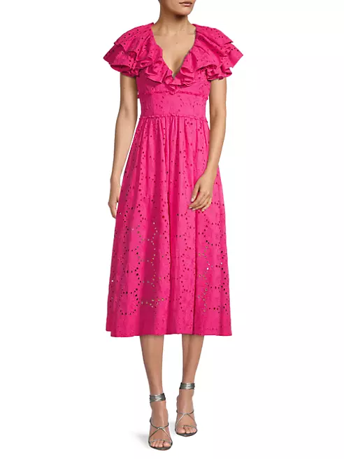 Shop Ted Baker Mirza Eyelet Lace Midi-Dress | Saks Fifth Avenue