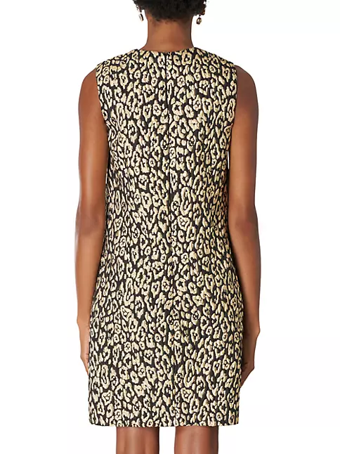 Shop Carolina Herrera Metallic Leopard Shift Dress | Saks Fifth Avenue