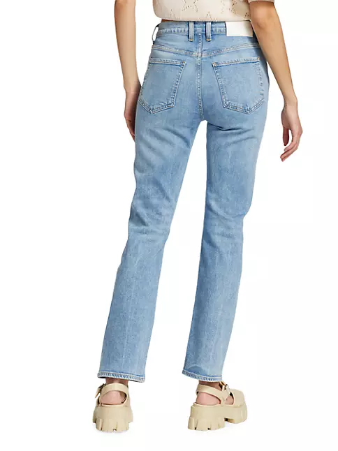 Shop 7 For All Mankind Easy High-Rise Distressed Slim Jeans | Saks ...